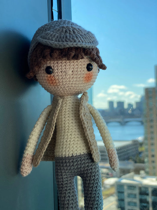 Boston - HANDMADE CROCHET BOY Doll. Game puppet. Amigurumi on sale. Knitting toy. Unique baby shower gift. Stylish Gilbert. Gift for him.