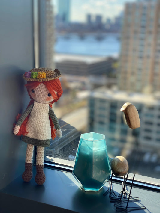 Miss ANNE Shirley of Green Gables With An E - Traditional handmade doll - Canadian girl gift - Unique crochet - Miniature story friend