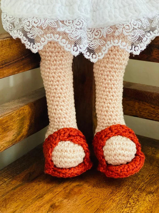 Warsaw - Little Red Riding Hood HANDMADE GIRL Crochet Doll Miniature knit baby Artist unique friend Birthday gift Natural toy cotton filling