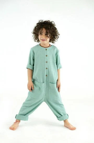 Kids Clothes - HANDMADE CLOTHING Minimalist Romper - Kids Clothing for 1-6 Years - Toddler Clothes, Light Pastel Colors, Cotton Fabric, Short Sleeve