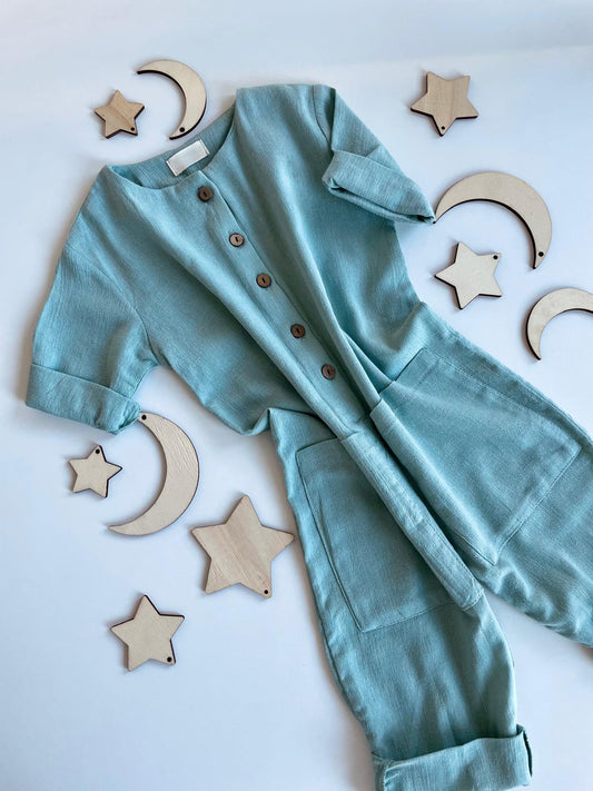 Kids Clothes - HANDMADE CLOTHING Minimalist Romper - Kids Clothing for 1-6 Years - Toddler Clothes, Light Pastel Colors, Cotton Fabric, Short Sleeve