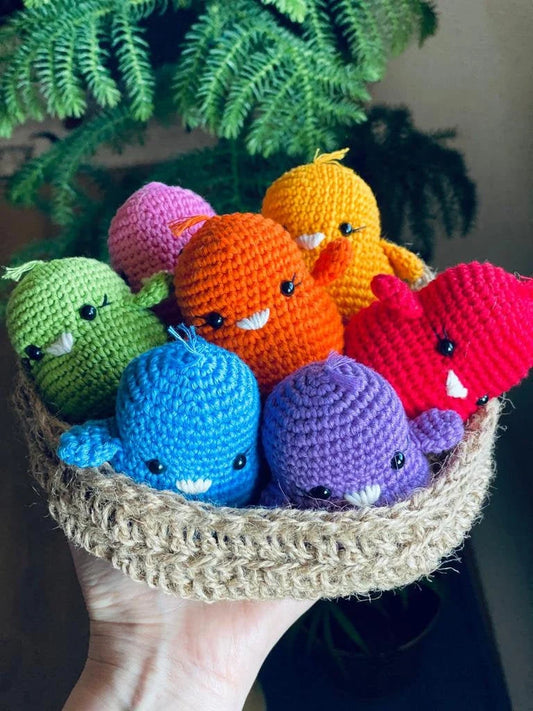 Let's learn colors - Eggs play set gift for baby kids - Primary secondary colors - Game material Crochet bird basket décor
