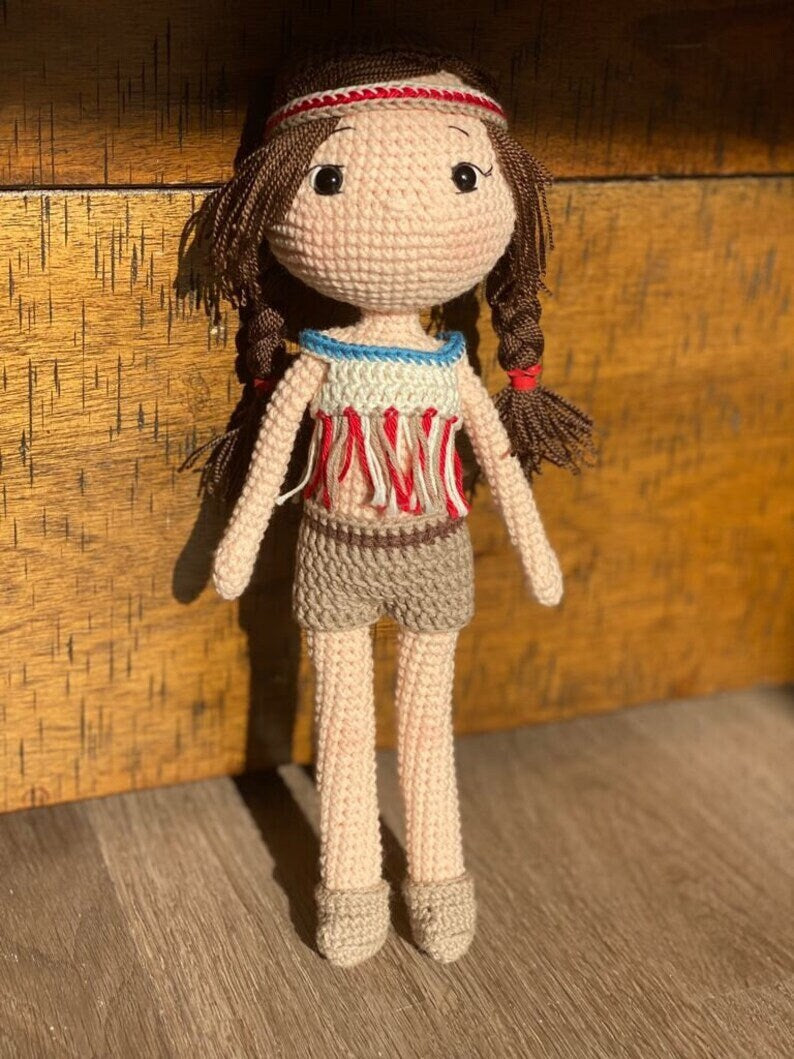 Malta - HANDMADE CROCHET SCOUT Girl. Unique ecofriendly art doll. Gift for daughter, girlfriend nature lovers. Decorative doll.